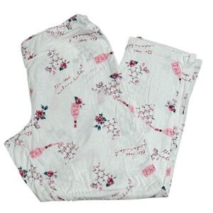 Soma Cool Nights. Rose’ Pajama PJ Pants Wine Roses Graphic Large